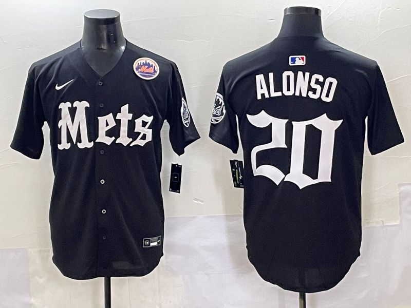 Men 2025 New York Mets #20 Alonso Black Five generations Joint Name Nike MLB Jersey style 10->milwaukee brewers->MLB Jersey